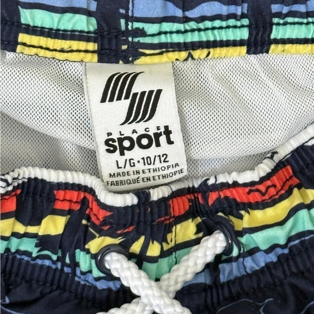 Navy Multi-Color Kids Swim Trunks